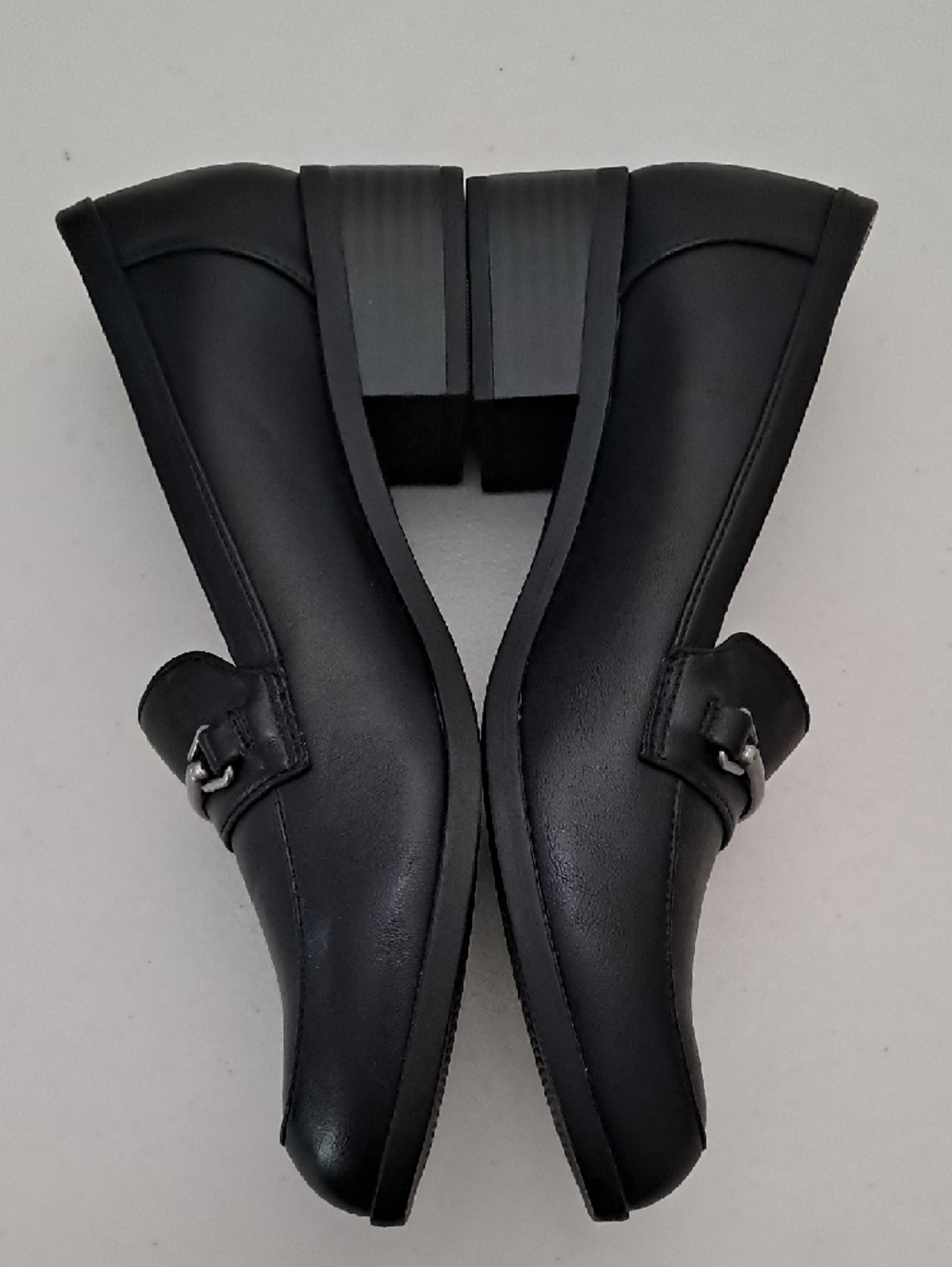 SOUL Naturalizer Black Leather Loafers with Silver Buckle - Picture 5 of 9
